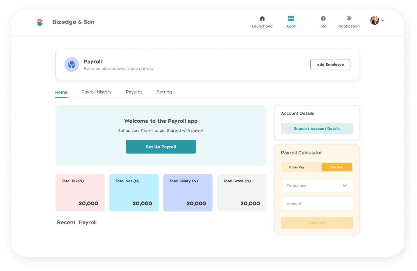 payroll app mockup