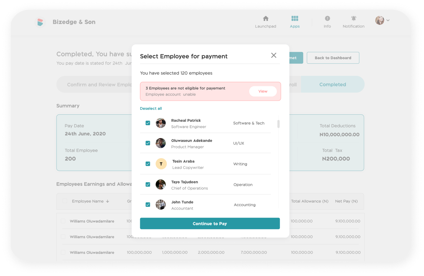 payroll app mockup